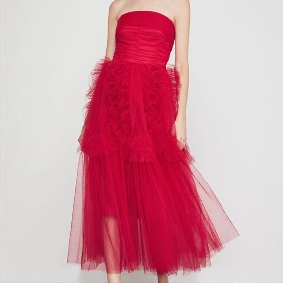 BCBG Max Azria Strapless Ruffle-Trimmed Gown 🌹 - Picture 1 of 6